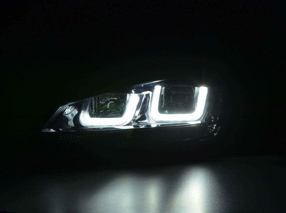 Scheinwerfer Set Daylight LED Tagfahrlicht VW Golf 7 ab 2012 schwarz/chrom Scheinwerfer Set Daylight LED Tagfahrlicht VW Golf 7 ab 2012 schwarz/chrom